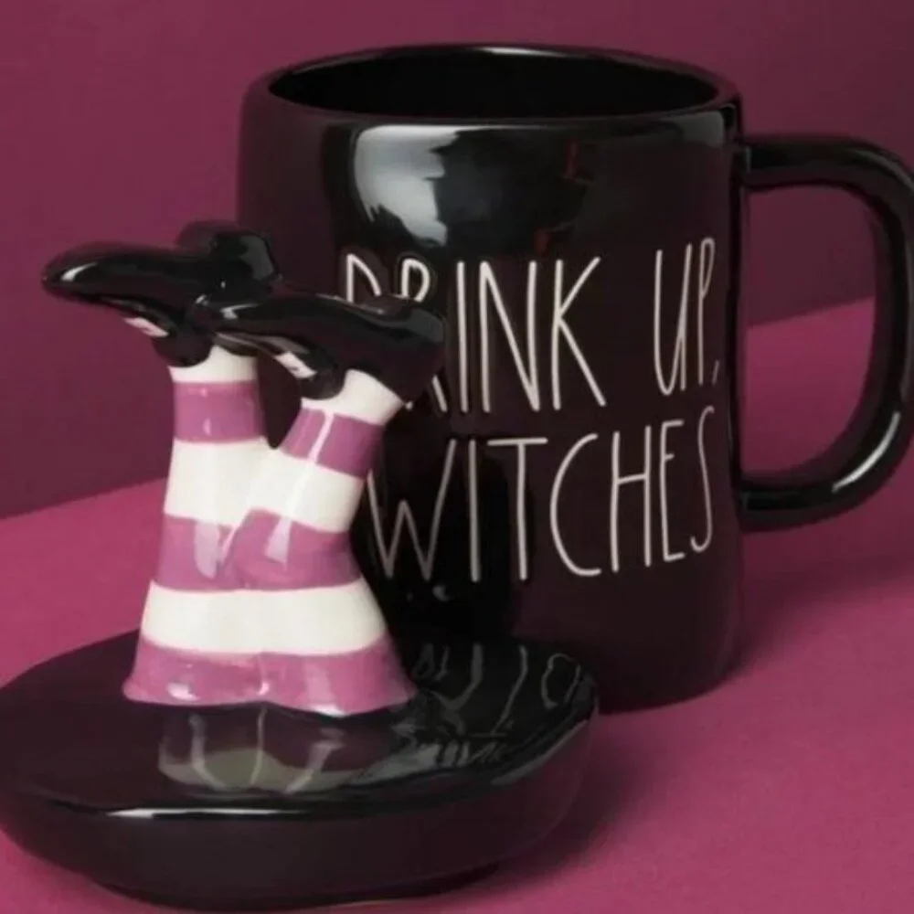 Rae Dunn | Ceramic Drink Up Witches Mug With Figural Lid NWT
